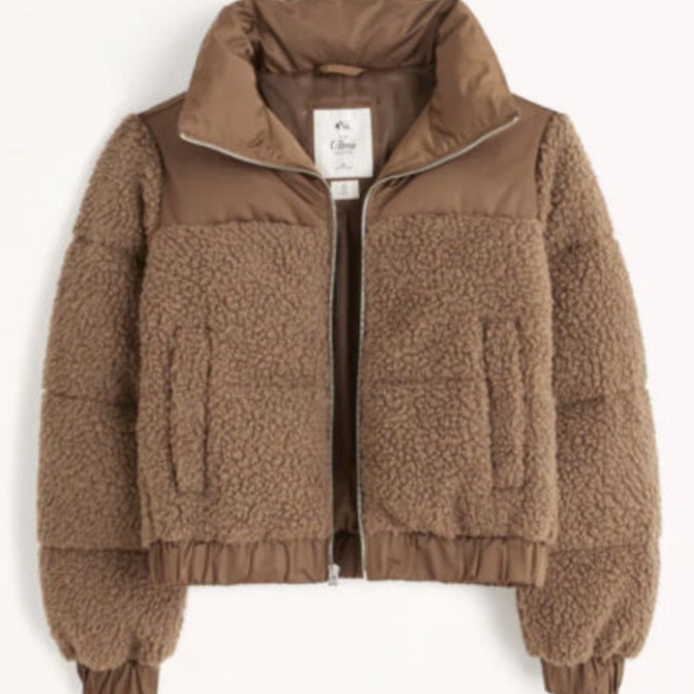 Abercrombie & Fitch-Womens ultra mini puffer brown jacket